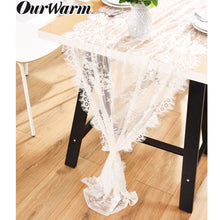 Load image into Gallery viewer, OurWarm White Lace Table Runner Chair Sash Floral Table Runners Modern Boho Wedding Decor Home Hotel Birthday Party Table Decor