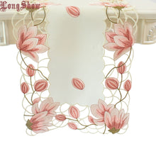 Load image into Gallery viewer, 2019 Newest Design Luxury Wedding Party Decorative Pink Yellow Colour Handmade Satin Cutwork Embroidered Table Runner