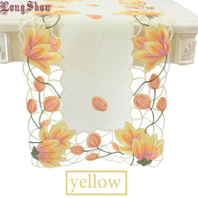 Load image into Gallery viewer, 2019 Newest Design Luxury Wedding Party Decorative Pink Yellow Colour Handmade Satin Cutwork Embroidered Table Runner