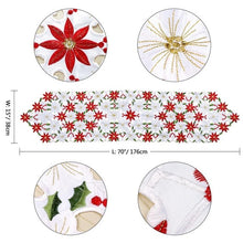 Load image into Gallery viewer, OurWarm 38X176cm Embroidered Table Runner Cutwork Christmas Tablecloth Christmas Decoration for Home New Year Table Decoration