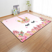 Load image into Gallery viewer, Cartoon Pink Unicorn Carpets Anti-slip Flannel Carpets Kids Play Mat Girls Room Decorative Area Rug Living Room Rug and Carpet