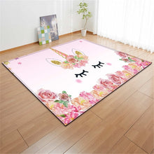 Load image into Gallery viewer, Cartoon Pink Unicorn Carpets Anti-slip Flannel Carpets Kids Play Mat Girls Room Decorative Area Rug Living Room Rug and Carpet