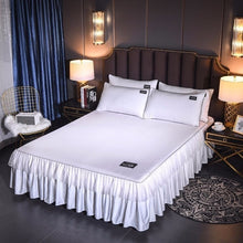 Load image into Gallery viewer, Korean Washed Silk Bedspread Bed Skirt Pillowcases 1/3pcs Girls Bed Sheet Solid Mattress Cover Wedding Princess Bedding Home