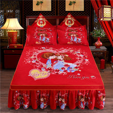Load image into Gallery viewer, Soft Sanding Fitted Bed Sheet Cover Thicken Bedspread Twin King Queen Size Bed Skirt Wedding Bed Skirt Cover
