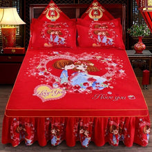 Load image into Gallery viewer, Soft Sanding Fitted Bed Sheet Cover Thicken Bedspread Twin King Queen Size Bed Skirt Wedding Bed Skirt Cover