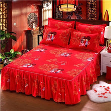 Load image into Gallery viewer, Soft Sanding Fitted Bed Sheet Cover Thicken Bedspread Twin King Queen Size Bed Skirt Wedding Bed Skirt Cover