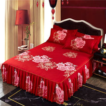 Load image into Gallery viewer, Soft Sanding Fitted Bed Sheet Cover Thicken Bedspread Twin King Queen Size Bed Skirt Wedding Bed Skirt Cover
