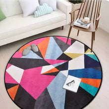 Load image into Gallery viewer, Round Spliced Carpets for Bedroom Soft Flannel Living Room Area Rug Aubusson Geometric Design Carpets Europe Colorful Round Rug