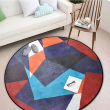 Load image into Gallery viewer, Round Spliced Carpets for Bedroom Soft Flannel Living Room Area Rug Aubusson Geometric Design Carpets Europe Colorful Round Rug