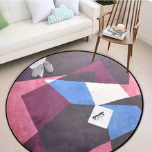 Load image into Gallery viewer, Round Spliced Carpets for Bedroom Soft Flannel Living Room Area Rug Aubusson Geometric Design Carpets Europe Colorful Round Rug
