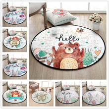 Load image into Gallery viewer, Cartoon Bear Round Carpet Hand Drawn animals Bee Bedroom Area Rug Non-Slip Floor Mats Kid's Living Room Crawling Play Mat circle