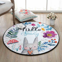 Load image into Gallery viewer, Cartoon Bear Round Carpet Hand Drawn animals Bee Bedroom Area Rug Non-Slip Floor Mats Kid's Living Room Crawling Play Mat circle