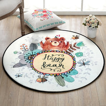 Load image into Gallery viewer, Cartoon Bear Round Carpet Hand Drawn animals Bee Bedroom Area Rug Non-Slip Floor Mats Kid's Living Room Crawling Play Mat circle