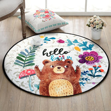 Load image into Gallery viewer, Cartoon Bear Round Carpet Hand Drawn animals Bee Bedroom Area Rug Non-Slip Floor Mats Kid's Living Room Crawling Play Mat circle