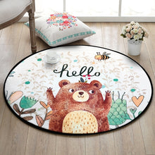Load image into Gallery viewer, Cartoon Bear Round Carpet Hand Drawn animals Bee Bedroom Area Rug Non-Slip Floor Mats Kid's Living Room Crawling Play Mat circle