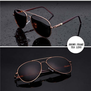 Aviation Metail Frame Quality Oversized Spring Leg Alloy Men Sunglasses  Polarized Design Pilot Male Sun Glasses Driving