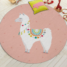 Load image into Gallery viewer, Miracille Cartoon Style Alpaca Pattern Round Carpet Non-Slip Bath Mat Soft Fluffy Coral Velvet Area Rug for Living Room Decor