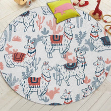 Load image into Gallery viewer, Miracille Cartoon Style Alpaca Pattern Round Carpet Non-Slip Bath Mat Soft Fluffy Coral Velvet Area Rug for Living Room Decor