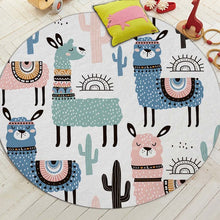 Load image into Gallery viewer, Miracille Cartoon Style Alpaca Pattern Round Carpet Non-Slip Bath Mat Soft Fluffy Coral Velvet Area Rug for Living Room Decor