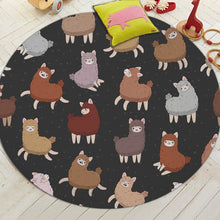 Load image into Gallery viewer, Miracille Cartoon Style Alpaca Pattern Round Carpet Non-Slip Bath Mat Soft Fluffy Coral Velvet Area Rug for Living Room Decor