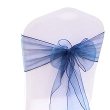 Load image into Gallery viewer, 25pcs Organza Chair Sash Bow For Wedding Party Cover Banquet Baby Shower Xmas Decoration Sheer Organza Fabric Supply 18cmx275cm