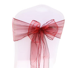 Load image into Gallery viewer, 25pcs Organza Chair Sash Bow For Wedding Party Cover Banquet Baby Shower Xmas Decoration Sheer Organza Fabric Supply 18cmx275cm