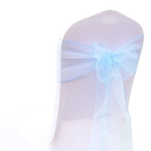 Load image into Gallery viewer, 25pcs Organza Chair Sash Bow For Wedding Party Cover Banquet Baby Shower Xmas Decoration Sheer Organza Fabric Supply 18cmx275cm