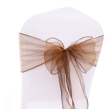 Load image into Gallery viewer, 25pcs Organza Chair Sash Bow For Wedding Party Cover Banquet Baby Shower Xmas Decoration Sheer Organza Fabric Supply 18cmx275cm
