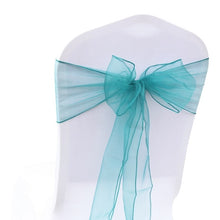 Load image into Gallery viewer, 25pcs Organza Chair Sash Bow For Wedding Party Cover Banquet Baby Shower Xmas Decoration Sheer Organza Fabric Supply 18cmx275cm