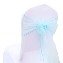 Load image into Gallery viewer, 25pcs Organza Chair Sash Bow For Wedding Party Cover Banquet Baby Shower Xmas Decoration Sheer Organza Fabric Supply 18cmx275cm
