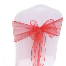Load image into Gallery viewer, 25pcs Organza Chair Sash Bow For Wedding Party Cover Banquet Baby Shower Xmas Decoration Sheer Organza Fabric Supply 18cmx275cm