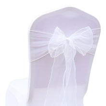 Load image into Gallery viewer, 25pcs Organza Chair Sash Bow For Wedding Party Cover Banquet Baby Shower Xmas Decoration Sheer Organza Fabric Supply 18cmx275cm